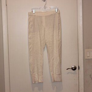 J. Jill White Linen High  Rise Stretch Straight Leg Pants Women's Size M